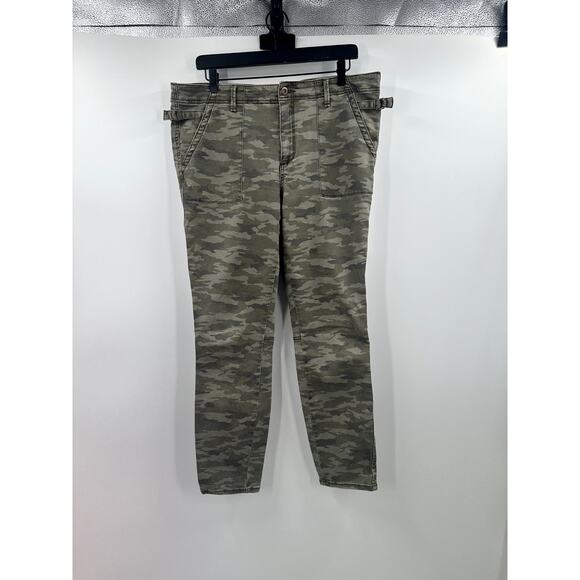Hei Hei Anthropologie Jeans Camo Cargo Utility Pockets Slim Twill Khaki Denim 32 - Picture 2 of 10